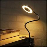Mandallı Led Çalışma Okuma Işığı, Flex Ayarlanabilir, 3 Renk Işık, Masa Gece Lambası, Siyah
