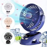 Mandallı Şarjlı Fan Mini Klima Vantilatör Ev Araç Bebek Arabası LED Ekranlı Serinletici Fan - Lacivert