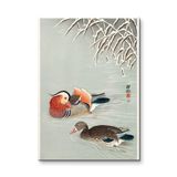 Mandarin Ördekleri - Ohara Koson - Klasik Sanat Metal Tablo - Mıknatıslı Montaj - Duvar Dekoru