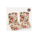 Mandaş 2 Adet Rattan Arkalıklı Sandalye Minderi (Kalınlık 4cm)-İngiliz Gülü (Pamuklu Kumaş)