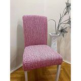 Mandaş 6Lı Set Jakarlı Lastikli Eteksiz Sandalye Kılıfı-Ağaç Kabuğu Desen Pudra