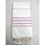 Mandaş 80x200 cm Krem Pembe Pamuklu El Dokuma Peştemal