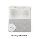 Mandaş Açık Gri - Pamuklu Kaymaz Hasır Dokuma Maxi Boy Kolları Örten Koltuk Örtüsü (180x310)