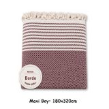 Mandaş Bordo - Pamuklu Kaymaz Hasır Dokuma Maxi Boy Kolları Örten Koltuk Örtüsü (180x310)