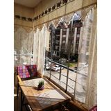 Mandaş Buldan Kanaviçe İşlemeli Dış Balkon Perdesi 150X60 Cm Kırmızı