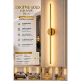 Mandaş Eskitme Gold Gün Işığı 70 CM Led Duvar Aplik 1 Adet Pilli Kablosuz Kullanım Tak-Çalıştır