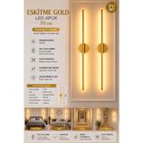 Mandaş Eskitme Gold Gün Işığı 70 cm Led Duvar Aplik 2 Adet Tekli | Pilli Kablosuz Kullanım Tak-Çalıştır