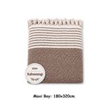 Mandaş Kahverengi - Pamuklu Kaymaz Hasır Dokuma Maxi Boy Kolları Örten Koltuk Örtüsü (180x310)