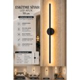 MANDAŞ Siyah Gün Işığı 70 CM Led Duvar Aplik 3 Adet|Pilli Kablosuz Kullanım Tak-Çalıştır