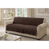 Mandaş Tekstil Desenli Sakallı Şönil Kaymaz Koltuk Örtüsü - Koyu Kahve - 170 x 210 cm