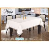 Mandaş Tekstil Fransız Güpürlü Kdk Dertsiz Masa Örtüsü (155X215)-KREM - 160 x 220 cm