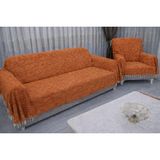 Mandaş Tekstil Mandaş Şönil Dokuma Koltuk Örtüsü Maxi Takım 3+3+1+1 Kremit - 170 x 300 cm - Kiremit