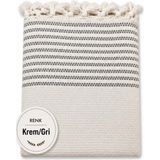 Mandaş Tekstil Pamuklu Kaymaz Hasır Dokuma Koltuk Örtüsü (180X220) - Kreme Gri - 180 x 220 cm - Krem - Gri