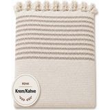 Mandaş Tekstil Pamuklu Kaymaz Hasır Dokuma Koltuk Örtüsü (180X220) - Kreme Kahve - 180 x 220 cm - Krem - Kahverengi