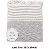 Mandaş Tekstil Pamuklu Kaymaz Hasır Dokuma Maxi Boy Kolları Örten Koltuk Örtüsü (180X310) - Açık Gri - 180 x 310 cm