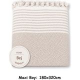 Mandaş Tekstil Pamuklu Kaymaz Hasır Dokuma Maxi Boy Kolları Örten Koltuk Örtüsü (180X310) - Bej - 180 x 310 cm