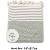 Mandaş Tekstil Pamuklu Kaymaz Hasır Dokuma Maxi Boy Kolları Örten Koltuk Örtüsü (180X310) - Çağla - 180 x 310 cm - Çağla Yeşili