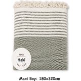 Mandaş Tekstil Pamuklu Kaymaz Hasır Dokuma Maxi Boy Kolları Örten Koltuk Örtüsü (180X310) - Haki Yeşili - 180 x 310 cm