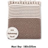 Mandaş Tekstil Pamuklu Kaymaz Hasır Dokuma Maxi Boy Kolları Örten Koltuk Örtüsü (180X310) - Kahverengi - 180 x 310 cm