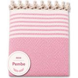 Mandaş Tekstil Pamuklu Kaymaz Hasır Dokuma Maxi Boy Kolları Örten Koltuk Örtüsü (180X310) - Pembe - 180 x 310 cm