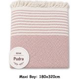 Mandaş Tekstil Pamuklu Kaymaz Hasır Dokuma Maxi Boy Kolları Örten Koltuk Örtüsü (180X310) - Pudra - 180 x 310 cm