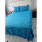Mandaş Tekstil Tavşan Tüyü Peluş El Dokuma Yumuşak Dokulu Çift Kişilik Yatak Örtüsü (280 x 260)-MAVI - 280 x 280 cm
