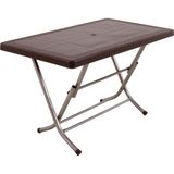 Mandella 70x120 Zeugma Kahverengi Rattan Masa Katlanır Metal Ayak 1 Adet Konforlu Kullanım