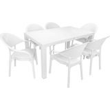 Mandella Elit Rattan 90 x 150 cm Eylül Koltuk Masa Takımı - Beyaz