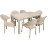 Mandella Elit Rattan 90 x 150 cm Eylül Koltuk Masa Takımı Çöl Beji - Krem Rengi