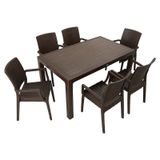 Mandella Elit Rattan 90x150 cm Elit Beyaz Koltuk Masa Takımı
