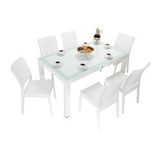 Mandella Elit Rattan 90x150 cm Elit Beyaz Sandalye Masa Takımı