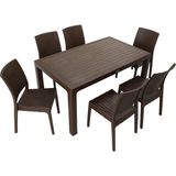 Mandella Elit Rattan 90x150 cm Elit Kahverengi Sandalye Masa Takımı