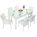 Mandella Elit Rattan 90x150 cm Elit Koltuk Beyaz Camlı Masa Takımı