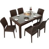 Mandella Elit Rattan 90x150 cm Elit Koltuk Kahverengi Camlı Masa Takımı