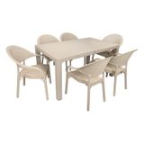 Mandella Elit Rattan 90x150 cm Eylül Çöl Beji Koltuk Masa Takımı