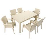 Mandella Elit Rattan 90x150 cm Zeus Çöl Beji Koltuk Masa Takımı