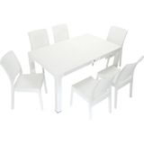 Mandella Elit Rattan 90X150 Elit Sandalye Masa Takımı Beyaz - 1/100 Toz Ceviz
