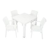 Mandella Elit Rattan 90x90 cm Elit Beyaz Koltuk Masa Takımı