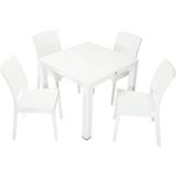 Mandella Elit Rattan 90x90 cm Elit Beyaz Sandalye Masa Takımı