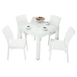 Mandella Elit Rattan 90x90 cm Elit Camlı beyaz Sandalye Masa Takımı