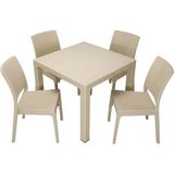 Mandella Elit Rattan 90x90 cm Elit Çöl Beji Sandalye Masa Takımı
