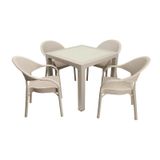 Mandella Elit Rattan 90x90 cm Eylül Koltuk Çöl Beji Camlı Masa Takımı