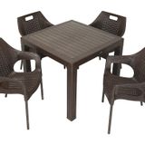 Mandella Elit Rattan 90x90 cm Star Kahverengi Koltuk Masa Takımı