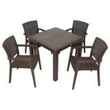 Mandella Elit Rattan 90x90 cm Zeus Kahverengi Koltuk Masa Takımı