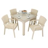 Mandella Elit Rattan 90x90 cm Zeus Koltuk Çöl Beji Camlı Masa Takımı
