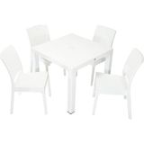 Mandella Elit Rattan 90X90 Elit Sandalye Masa Takımı Beyaz - Çok Renkli - 1