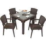 Mandella Elit Rattan 90x90 Zeus Koltuk Camlı Masa Takımı KAHVERENGİ - Kahverengi