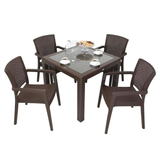 Mandella Elit Rattan Kahverengi 90x90 CM Camlı Masa