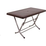 Mandella Kahverengi 70x120 Zeugma Katlanır Rattan Masa Metal Ayak ile Dayanıklı ve Şık Tasarım