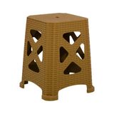 Mandella Sağlam Plastik Elit Rattan Büyük Tabure (6 Adet) Teak - Tik Rengi
